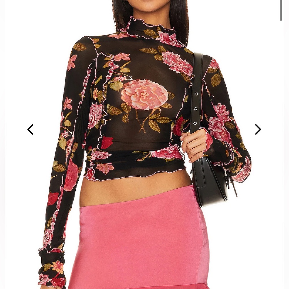 Free People Charlie Floral Printed Mesh Top